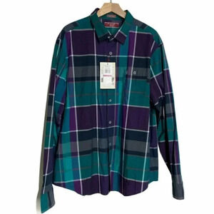 Original Penguin men’s XXL 598 grape Royal plaid long sleeve button‎ down shirt